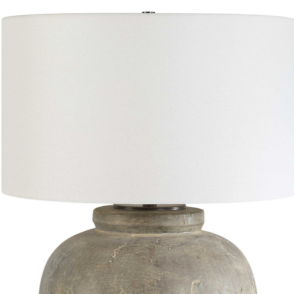 Uttermost Uttermost Rock Of Ages Ceramic Table Lamp – Textured Rust Brown & Dark Bronze Accents, Linen Shade For Warm Ambient Light 30647