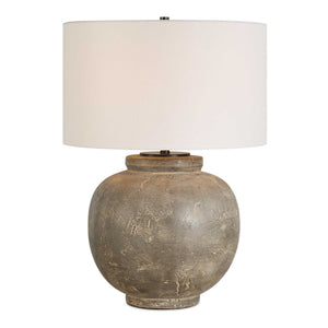 Uttermost Uttermost Rock Of Ages Ceramic Table Lamp – Textured Rust Brown & Dark Bronze Accents, Linen Shade For Warm Ambient Light 30647