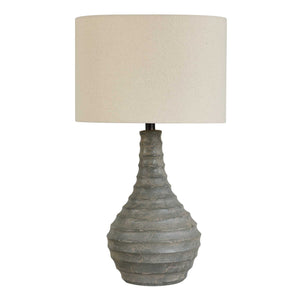 Uttermost Stratum Rustic Outdoor Table Lamp – Distressed Gray & Bronze Accents With Weather-resistant Shade Gray Concrete,Steel,Fabric 30616-1