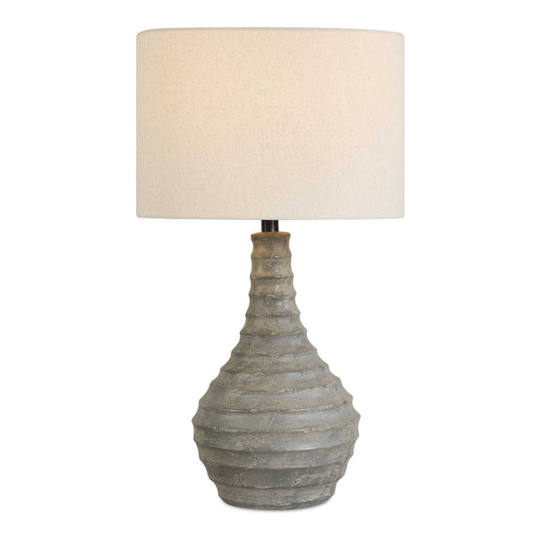 Uttermost Stratum Rustic Outdoor Table Lamp – Distressed Gray & Bronze Accents With Weather-resistant Shade Gray Concrete,Steel,Fabric 30616-1