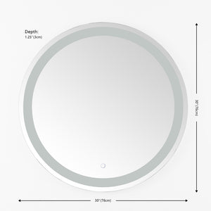 Safavieh CASPAR, 30-Inch Silver/White LED Mirror - Modern Aluminum Design for Bedrooms, Bathrooms & More LMR1001A