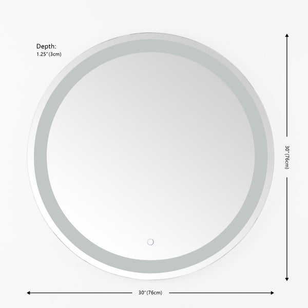 Safavieh CASPAR, 30-Inch Silver/White LED Mirror - Modern Aluminum Design for Bedrooms, Bathrooms & More LMR1001A