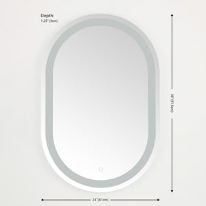 Safavieh CROSBY, 24-Inch LED Mirror with Silver/White Aluminum Frame – Modern Design for Effortless Grooming LMR1002A