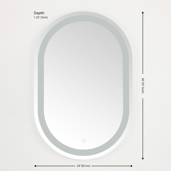 Safavieh CROSBY, 24-Inch LED Mirror with Silver/White Aluminum Frame – Modern Design for Effortless Grooming LMR1002A