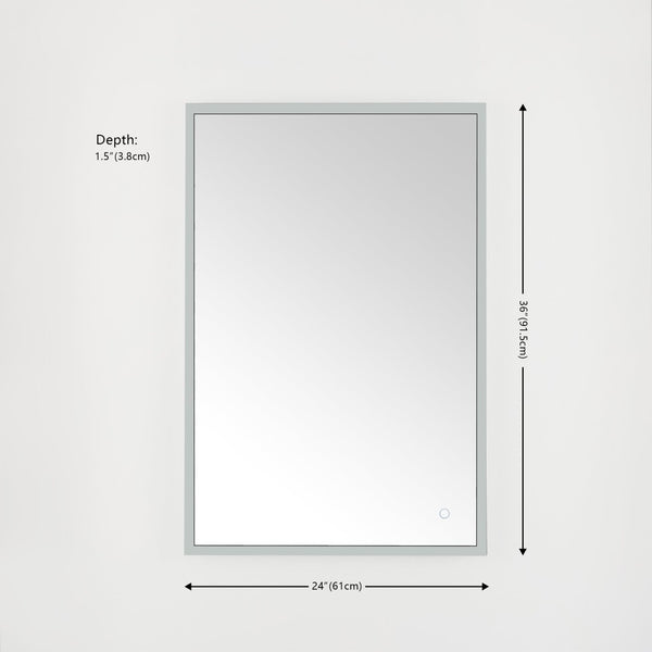 Safavieh HOUSTON, 24-Inch Silver/White Aluminum LED Mirror - Elegant Design with Energy-Efficient Lighting LMR1003A