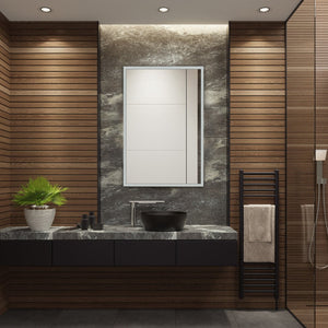 Safavieh HOUSTON, 24-Inch Silver/White Aluminum LED Mirror - Elegant Design with Energy-Efficient Lighting LMR1003A