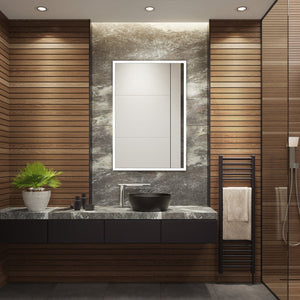 Safavieh HOUSTON, 24-Inch Silver/White Aluminum LED Mirror - Elegant Design with Energy-Efficient Lighting LMR1003A