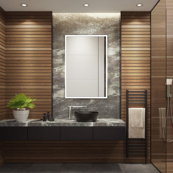 Safavieh HOUSTON, 24-Inch Silver/White Aluminum LED Mirror - Elegant Design with Energy-Efficient Lighting LMR1003A