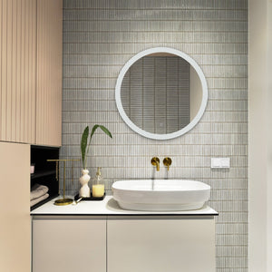 Safavieh WHIT, 36-Inch Aluminum LED Mirror in Silver/White - Modern Design for Stylish Illumination & Grooming LMR1008A