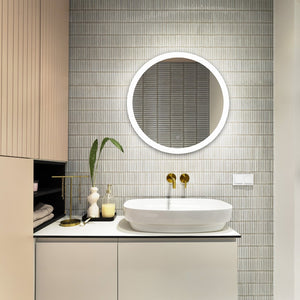 Safavieh WHIT, 36-Inch Aluminum LED Mirror in Silver/White - Modern Design for Stylish Illumination & Grooming LMR1008A