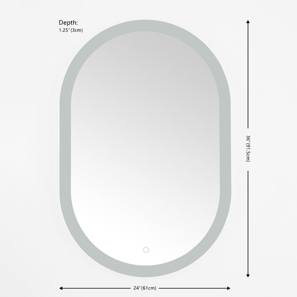 Safavieh WES, 24-Inch Silver/White Aluminum LED Mirror - Sleek Design with Bright Illumination for Any Room LMR1009A