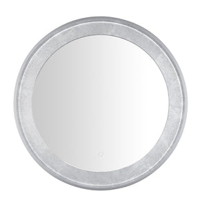 Safavieh ERDEM, 30 Inch Aluminum LED Mirror - Elegant Lighting for Modern Spaces, Ideal for Ambiance & Style Silver Grey / Silver Leaf LMR1014A