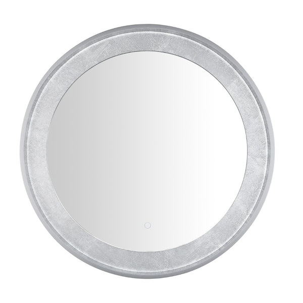 Safavieh ERDEM, 30 Inch Aluminum LED Mirror - Elegant Lighting for Modern Spaces, Ideal for Ambiance & Style Silver Grey / Silver Leaf LMR1014A
