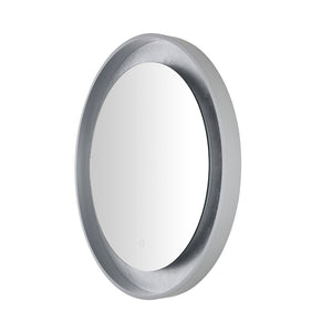 Safavieh ERDEM, 30 Inch Aluminum LED Mirror - Elegant Lighting for Modern Spaces, Ideal for Ambiance & Style Silver Grey / Silver Leaf LMR1014A