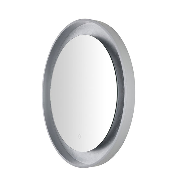 Safavieh ERDEM, 30 Inch Aluminum LED Mirror - Elegant Lighting for Modern Spaces, Ideal for Ambiance & Style Silver Grey / Silver Leaf LMR1014A