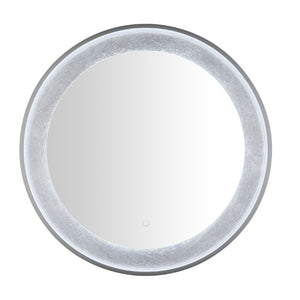 Safavieh ERDEM, 30 Inch Aluminum LED Mirror - Elegant Lighting for Modern Spaces, Ideal for Ambiance & Style Silver Grey / Silver Leaf LMR1014A