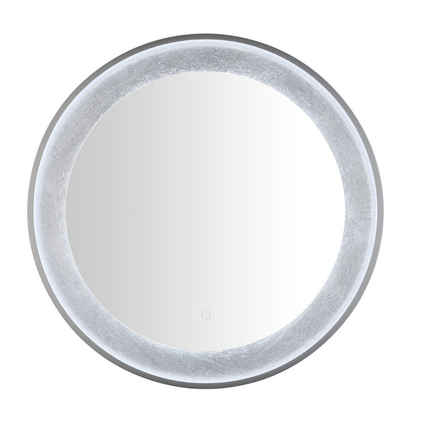 Safavieh ERDEM, 30 Inch Aluminum LED Mirror - Elegant Lighting for Modern Spaces, Ideal for Ambiance & Style Silver Grey / Silver Leaf LMR1014A