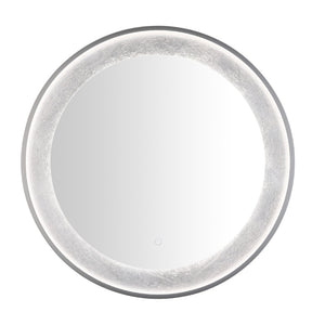 Safavieh ERDEM, 30 Inch Aluminum LED Mirror - Elegant Lighting for Modern Spaces, Ideal for Ambiance & Style Silver Grey / Silver Leaf LMR1014A