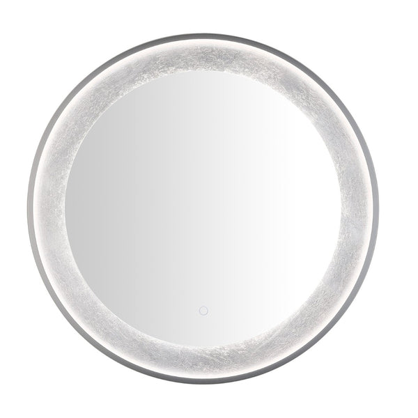 Safavieh ERDEM, 30 Inch Aluminum LED Mirror - Elegant Lighting for Modern Spaces, Ideal for Ambiance & Style Silver Grey / Silver Leaf LMR1014A