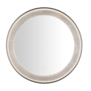 Safavieh ERDEM, 30 Inch Aluminum LED Mirror - Elegant Lighting for Modern Spaces, Ideal for Ambiance & Style Silver Grey / Silver Leaf LMR1014A