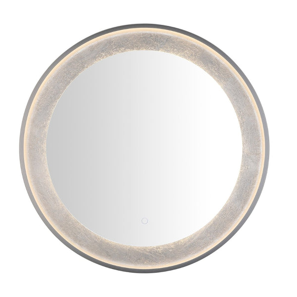 Safavieh ERDEM, 30 Inch Aluminum LED Mirror - Elegant Lighting for Modern Spaces, Ideal for Ambiance & Style Silver Grey / Silver Leaf LMR1014A
