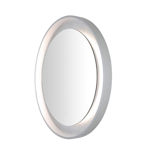 Safavieh ERDEM, 30 Inch Aluminum LED Mirror - Elegant Lighting for Modern Spaces, Ideal for Ambiance & Style Silver Grey / Silver Leaf LMR1014A