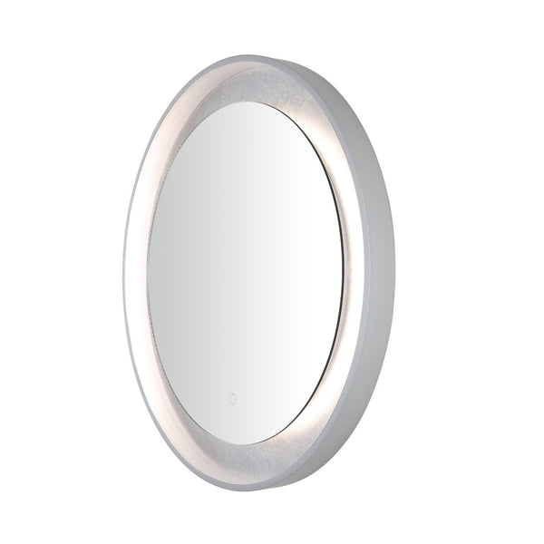 Safavieh ERDEM, 30 Inch Aluminum LED Mirror - Elegant Lighting for Modern Spaces, Ideal for Ambiance & Style Silver Grey / Silver Leaf LMR1014A