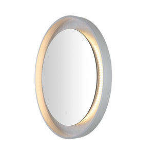Safavieh ERDEM, 30 Inch Aluminum LED Mirror - Elegant Lighting for Modern Spaces, Ideal for Ambiance & Style Silver Grey / Silver Leaf LMR1014A