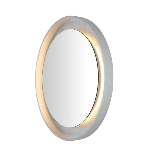 Safavieh ERDEM, 30 Inch Aluminum LED Mirror - Elegant Lighting for Modern Spaces, Ideal for Ambiance & Style Silver Grey / Silver Leaf LMR1014A