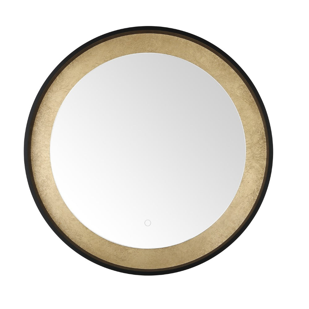 Safavieh ERDEM, 30 Inch Aluminum LED Mirror - Elegant Lighting for Modern Spaces, Ideal for Ambiance & Style Black / Gold Leaf LMR1014B