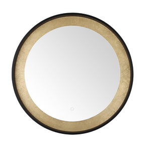 Safavieh ERDEM, 30 Inch Aluminum LED Mirror - Elegant Lighting for Modern Spaces, Ideal for Ambiance & Style Black / Gold Leaf LMR1014B