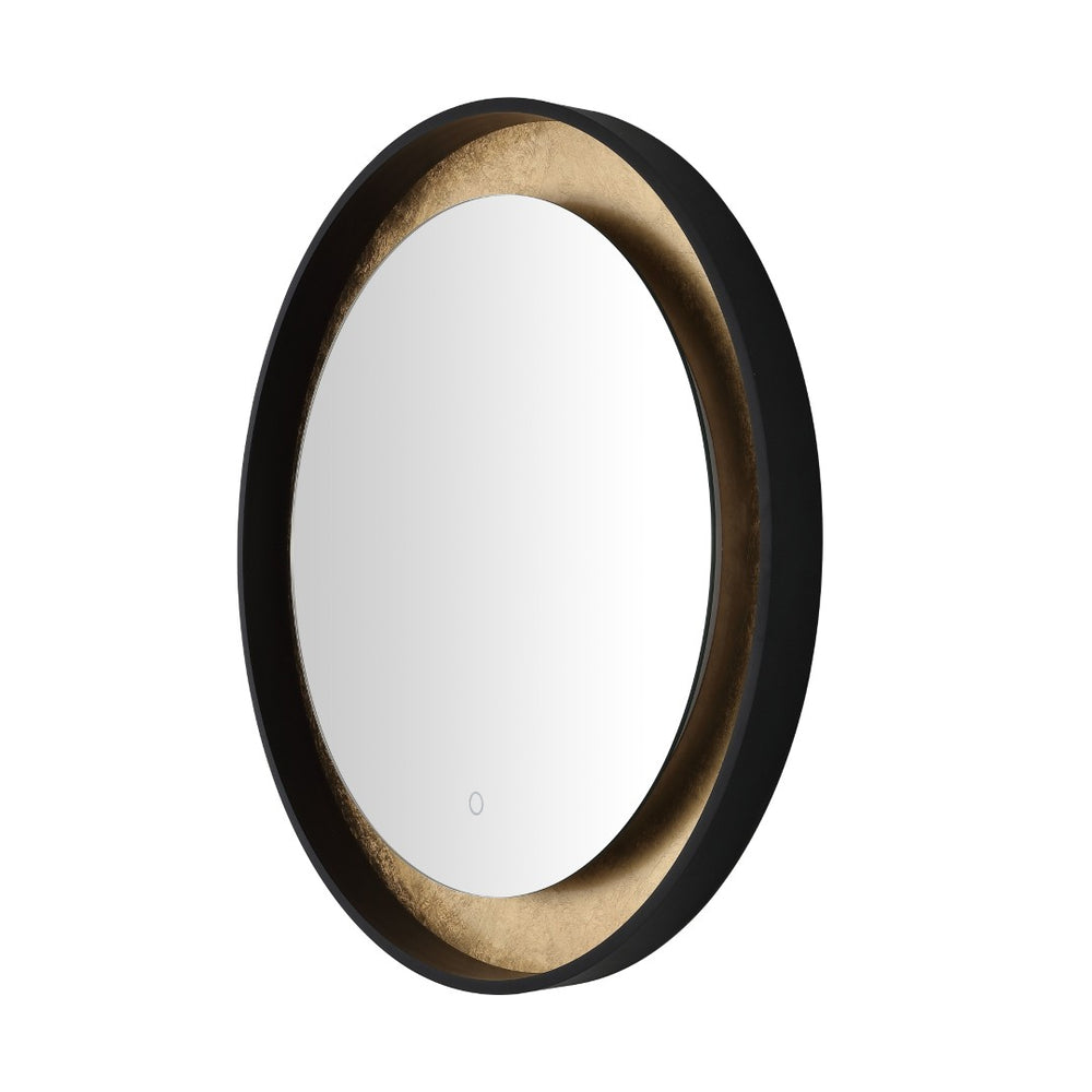 Safavieh ERDEM, 30 Inch Aluminum LED Mirror - Elegant Lighting for Modern Spaces, Ideal for Ambiance & Style Black / Gold Leaf LMR1014B