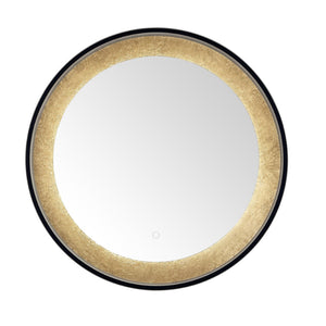 Safavieh ERDEM, 30 Inch Aluminum LED Mirror - Elegant Lighting for Modern Spaces, Ideal for Ambiance & Style Black / Gold Leaf LMR1014B
