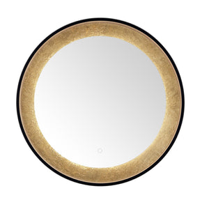 Safavieh ERDEM, 30 Inch Aluminum LED Mirror - Elegant Lighting for Modern Spaces, Ideal for Ambiance & Style Black / Gold Leaf LMR1014B