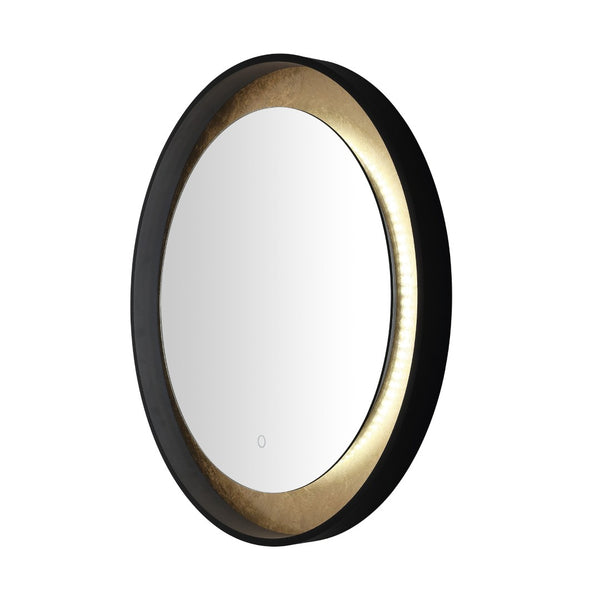 Safavieh ERDEM, 30 Inch Aluminum LED Mirror - Elegant Lighting for Modern Spaces, Ideal for Ambiance & Style Black / Gold Leaf LMR1014B