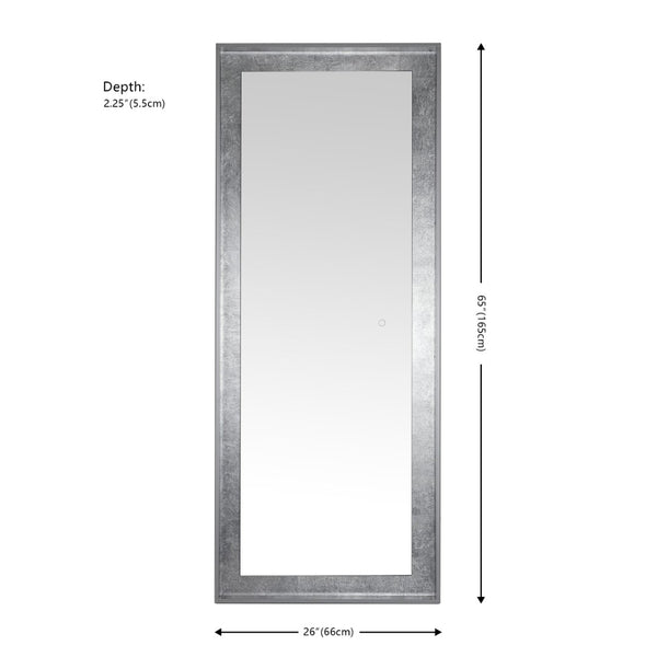 Safavieh MONTAUK, 26 Inch Contemporary LED Mirror - Elegant Design for Bathrooms, Entryways, and More Silver Grey / Silver Leaf LMR1015A