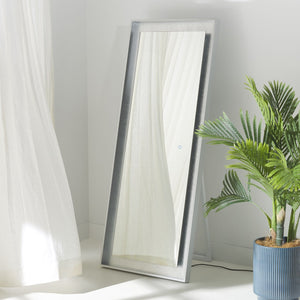 Safavieh MONTAUK, 26 Inch Contemporary LED Mirror - Elegant Design for Bathrooms, Entryways, and More Silver Grey / Silver Leaf LMR1015A
