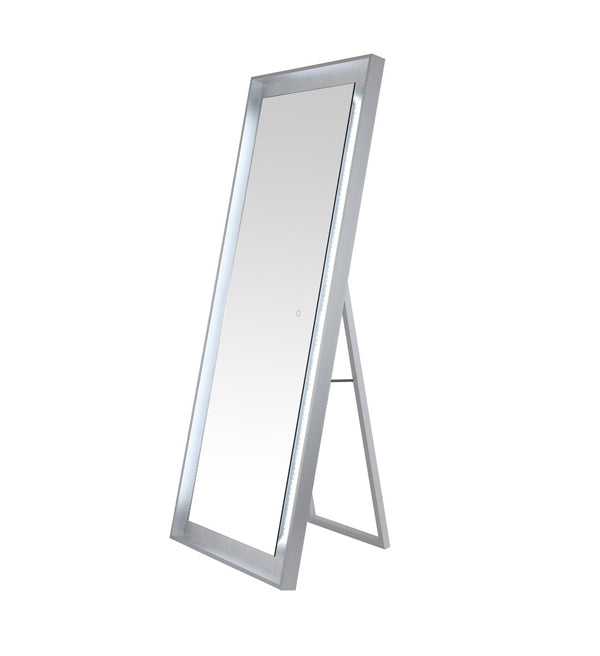 Safavieh MONTAUK, 26 Inch Contemporary LED Mirror - Elegant Design for Bathrooms, Entryways, and More Silver Grey / Silver Leaf LMR1015A