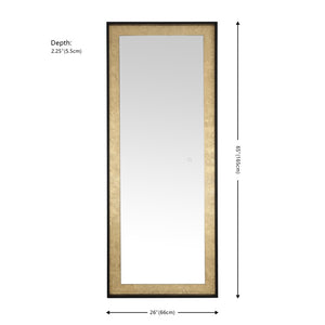 Safavieh MONTAUK, 26 Inch Contemporary LED Mirror - Elegant Design for Bathrooms, Entryways, and More Black / Gold Leaf LMR1015B