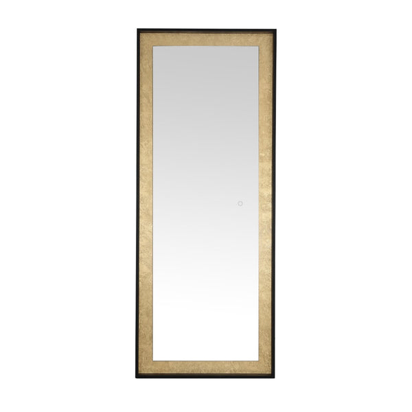 Safavieh MONTAUK, 26 Inch Contemporary LED Mirror - Elegant Design for Bathrooms, Entryways, and More Black / Gold Leaf LMR1015B