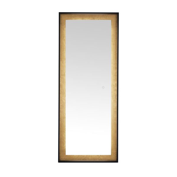 Safavieh MONTAUK, 26 Inch Contemporary LED Mirror - Elegant Design for Bathrooms, Entryways, and More Black / Gold Leaf LMR1015B