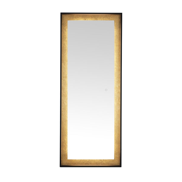 Safavieh MONTAUK, 26 Inch Contemporary LED Mirror - Elegant Design for Bathrooms, Entryways, and More Black / Gold Leaf LMR1015B