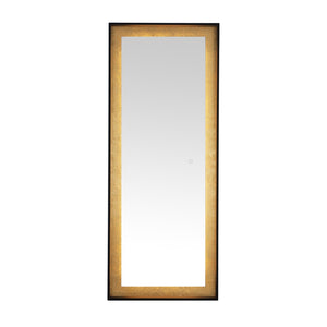 Safavieh MONTAUK, 26 Inch Contemporary LED Mirror - Elegant Design for Bathrooms, Entryways, and More Black / Gold Leaf LMR1015B