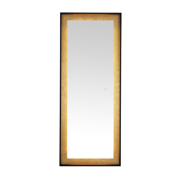 Safavieh MONTAUK, 26 Inch Contemporary LED Mirror - Elegant Design for Bathrooms, Entryways, and More Black / Gold Leaf LMR1015B