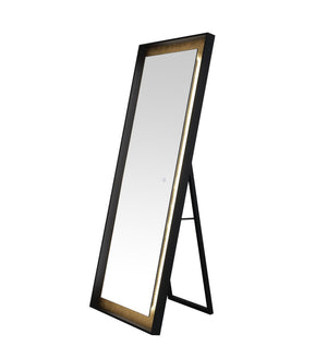Safavieh MONTAUK, 26 Inch Contemporary LED Mirror - Elegant Design for Bathrooms, Entryways, and More Black / Gold Leaf LMR1015B