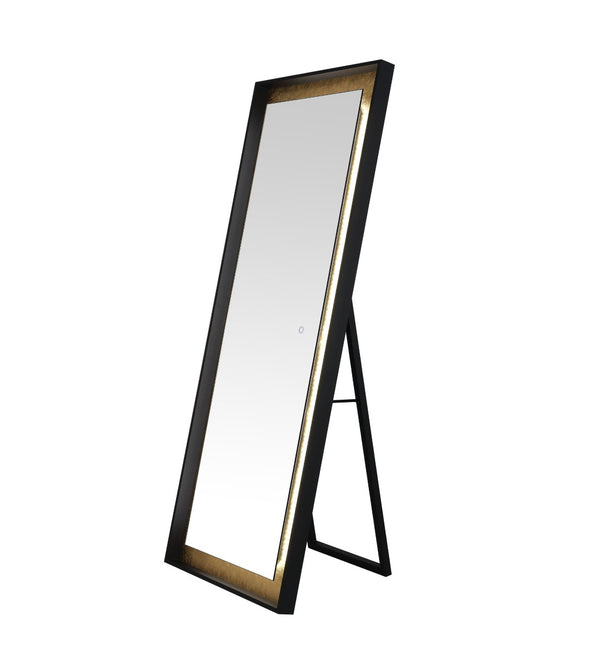 Safavieh MONTAUK, 26 Inch Contemporary LED Mirror - Elegant Design for Bathrooms, Entryways, and More Black / Gold Leaf LMR1015B