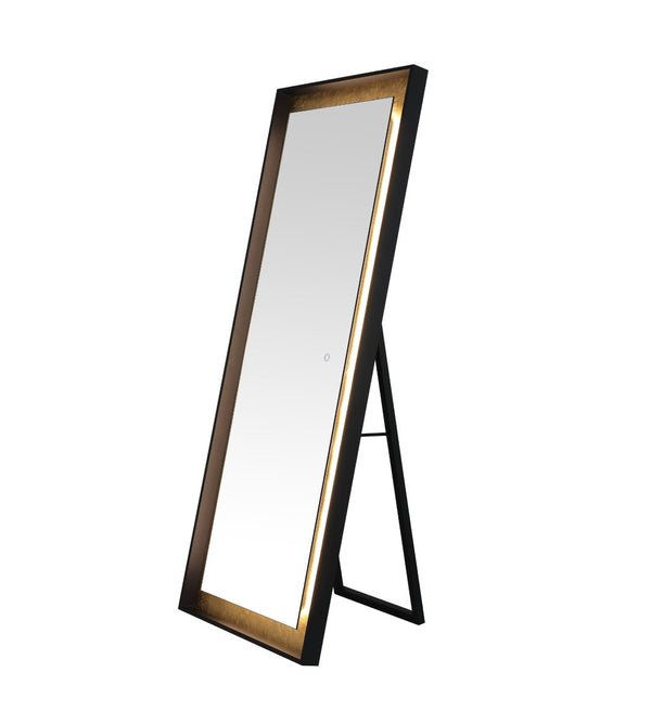 Safavieh MONTAUK, 26 Inch Contemporary LED Mirror - Elegant Design for Bathrooms, Entryways, and More Black / Gold Leaf LMR1015B