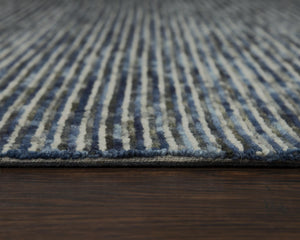 Alora Decor Laine Hand-Tufted Blue And Beige Striped Wool Rug — Coastal Casual Texture For Living Spaces 8'6" x 11'6" LNELNE10100098611
