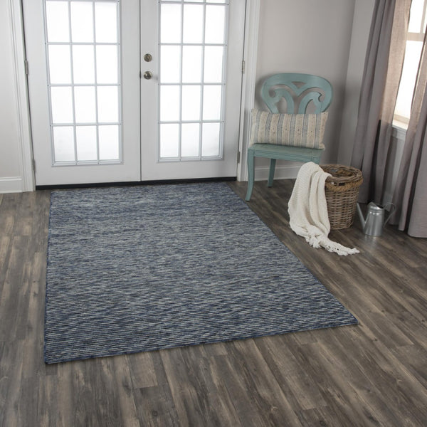 Alora Decor Laine Hand-Tufted Blue And Beige Striped Wool Rug — Coastal Casual Texture For Living Spaces 8'6" x 11'6" LNELNE10100098611