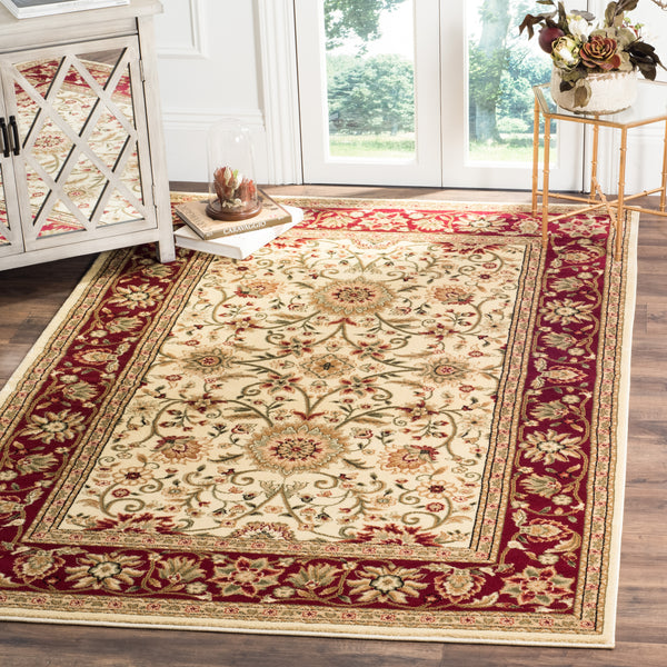 Safavieh Lyndhurst Exquisite Round Rug - Timeless Charm With Traditional Design For Elegant Home Décor Ivory ,Red Polypropylene Pile Lnh212k-6